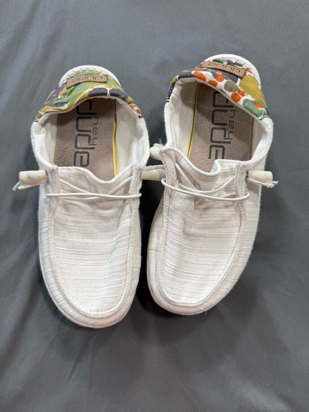 Hey Dude Women's Wendy Funk Chambray White Slip-On Shoes Size 6